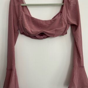 Princess Polly Dusty Pink Glitter Crop Top